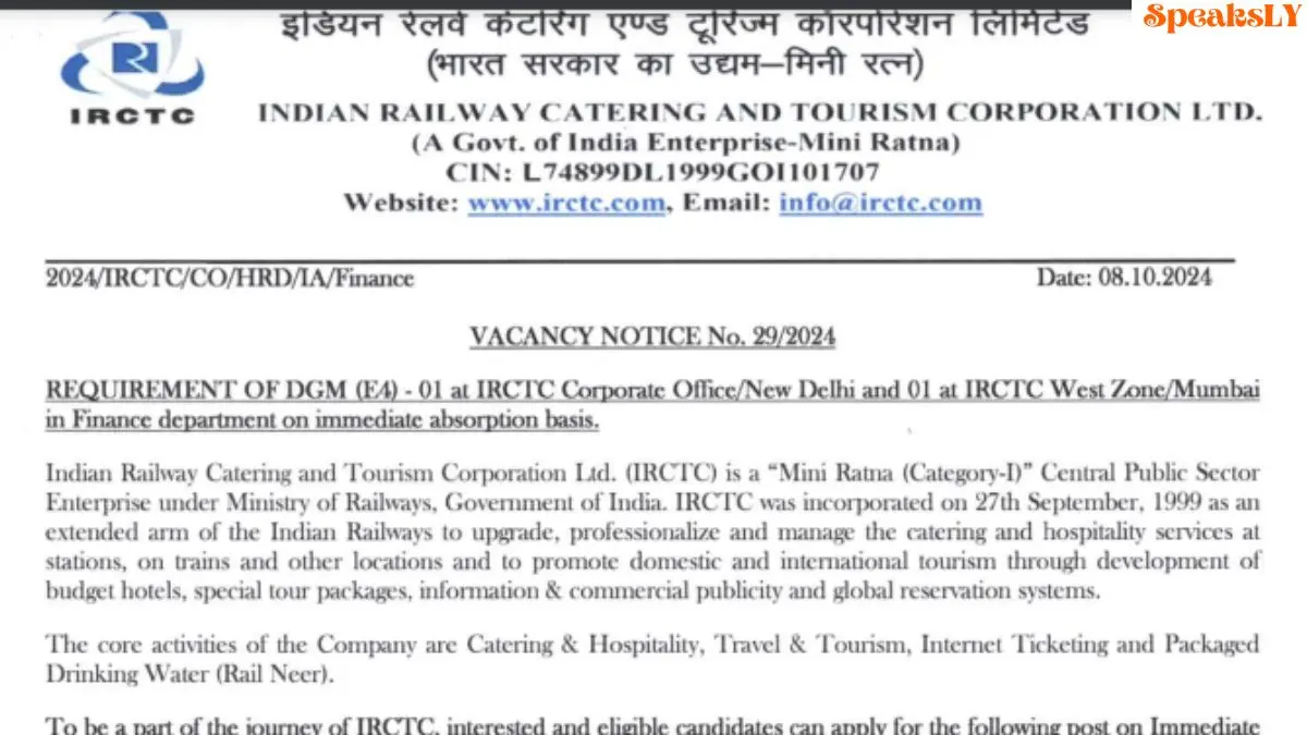 IRCTC Recruitment 2024: Opportunity for Government Jobs with Salary Up to ₹2 Lakhs